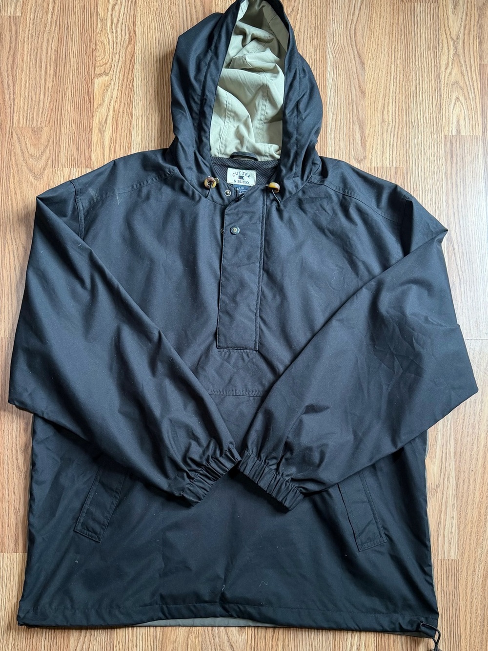 & Other Stories Black Hooded Windbreaker with Olive Lining